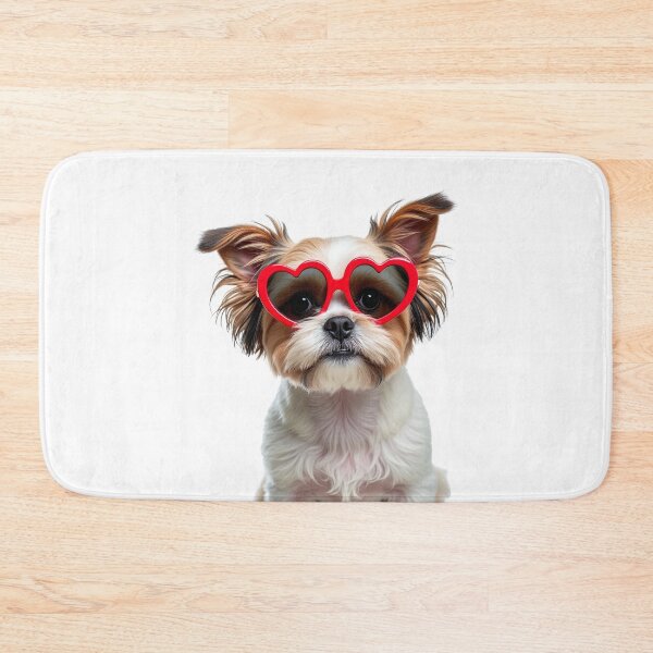 Item preview, Funny cool Shih Tzu dog wearing a heart shape sunglasses designed and sold by LazyOwlStore.