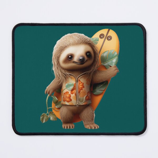 Item preview, Cool surfer sloth with surf board on deep green designed and sold by Daydreamsatdawn.