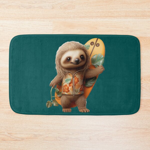 Item preview, Cool surfer sloth with surf board on deep green designed and sold by Daydreamsatdawn.