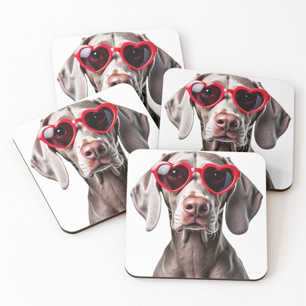 Item preview, Funny cool Weimaraner dog wearing a heart shape sunglasses designed and sold by LazyOwlStore.