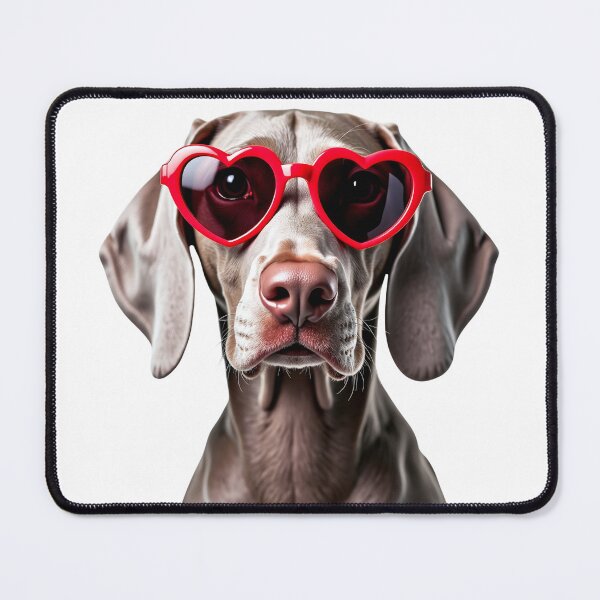 Item preview, Funny cool Weimaraner dog wearing a heart shape sunglasses designed and sold by LazyOwlStore.