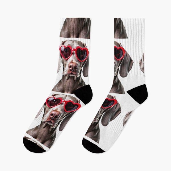 Item preview, Funny cool Weimaraner dog wearing a heart shape sunglasses designed and sold by LazyOwlStore.