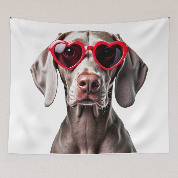 Item preview, Funny cool Weimaraner dog wearing a heart shape sunglasses designed and sold by LazyOwlStore.