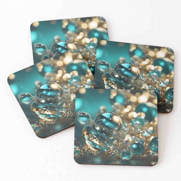Item preview, Abstract gold and turquoise glas beads designed and sold by ADP76.