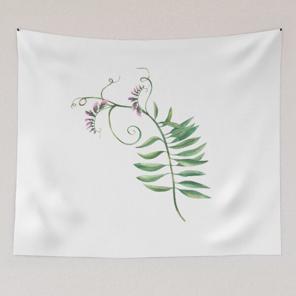 Item preview,  Wild flowers twig with Mouse pea meadow green plant. Watercolor Wildflowers Hand drawn illustration designed and sold by BartolArt.