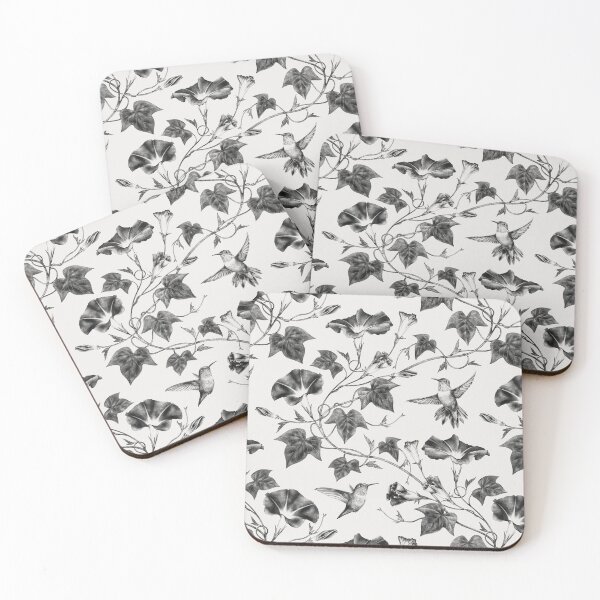 Item preview, Ipomoea Toile with Hummingbirds in Charcoal black designed and sold by Perrin Le Feuvre.