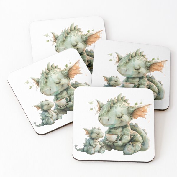 Item preview, Adult and child dragon drinking tea - mother and child dragon designed and sold by Daydreamsatdawn.