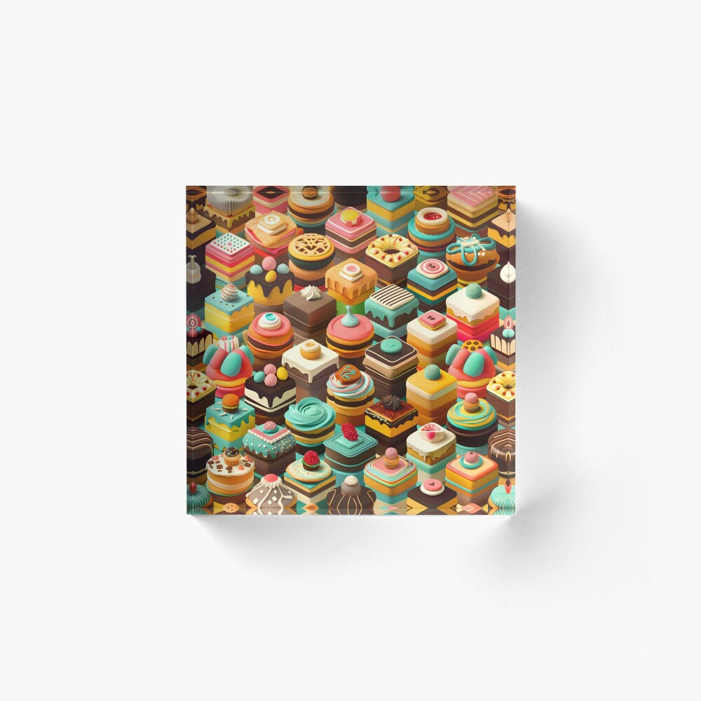 Acrylic Block - Frosted Isometric Pastries