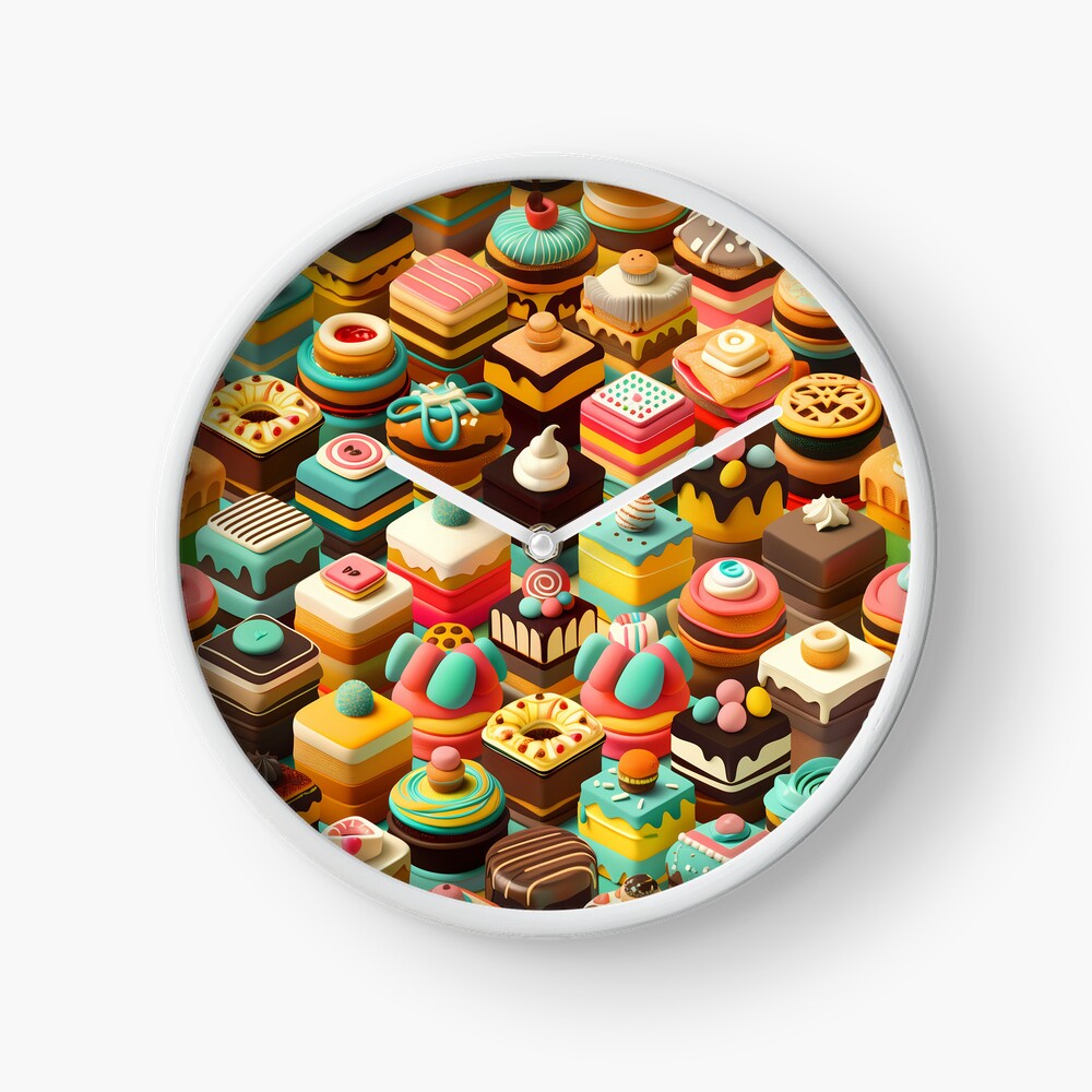 Frosted Isometric Pastries Clock