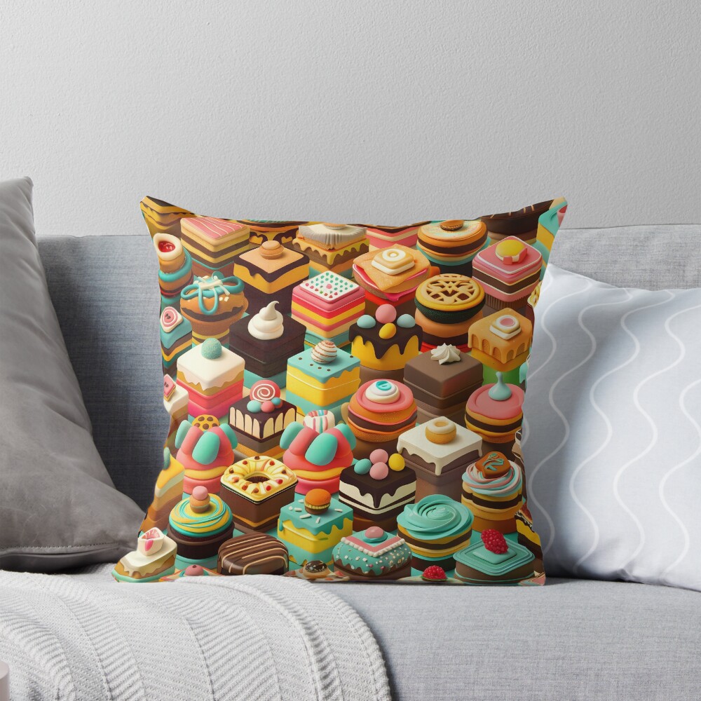 Frosted Isometric Pastries Throw Pillow
