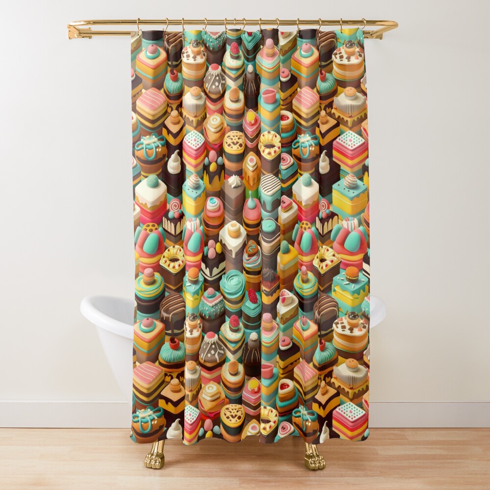 Frosted Isometric Pastries Shower Curtain