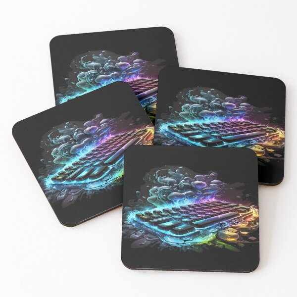 Item preview, Neon Abstract RGB Keyboard: Futuristic Design with Explosion of Digital Colors designed and sold by CreArtStikert.