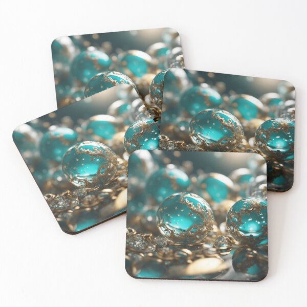 Item preview, Abstract gold and turquoise glas beads designed and sold by ADP76.