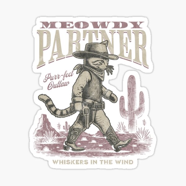 Item preview, Meowdy Partner Cowboy Cat designed and sold by VerdePlantTees.