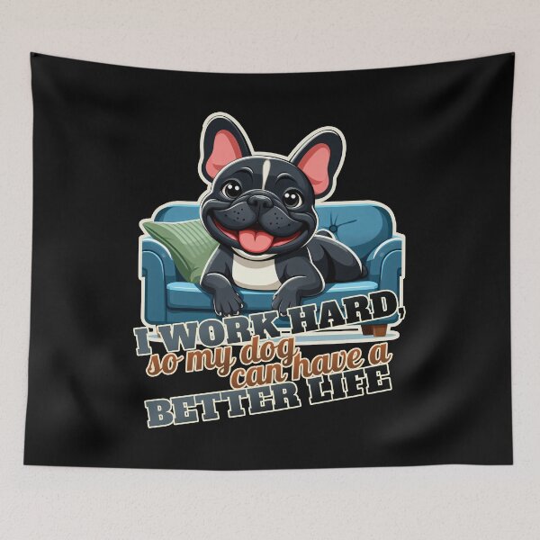 Item preview, Work hard French bulldog, frenchie Couch, Sofa designed and sold by ThisDress.