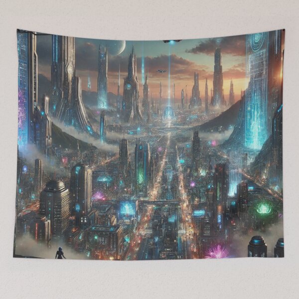 Item preview, Futuristic Metropolis: Neon City of Tomorrow designed and sold by aunins7.
