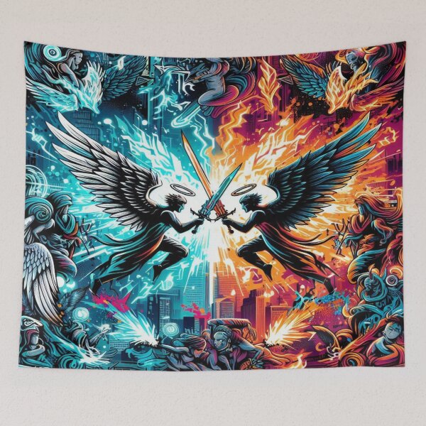 Item preview, Urban Battle of Angels and Demons in Graffiti designed and sold by Imaginarium of Chaos falcon88 .