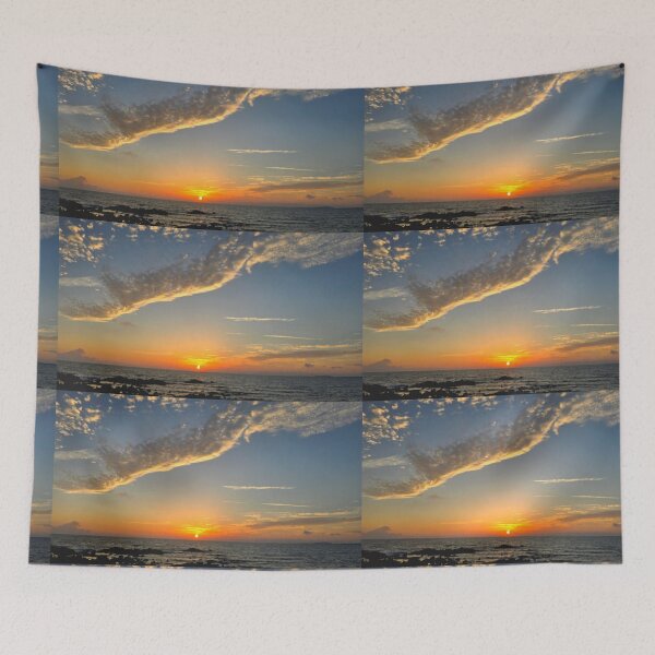 Item preview, The sunrise scenery of Jeju sea with clouds, sea, and rising sun that gives off a strong autumn feeling, east of Jeju, Korea. designed and sold by human8891.