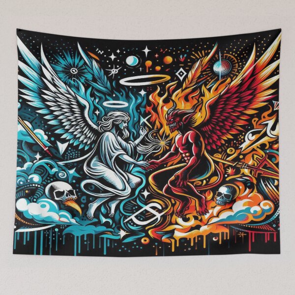 Item preview, Celestial and Infernal Fusion in Urban Graffiti designed and sold by Imaginarium of Chaos falcon88 .