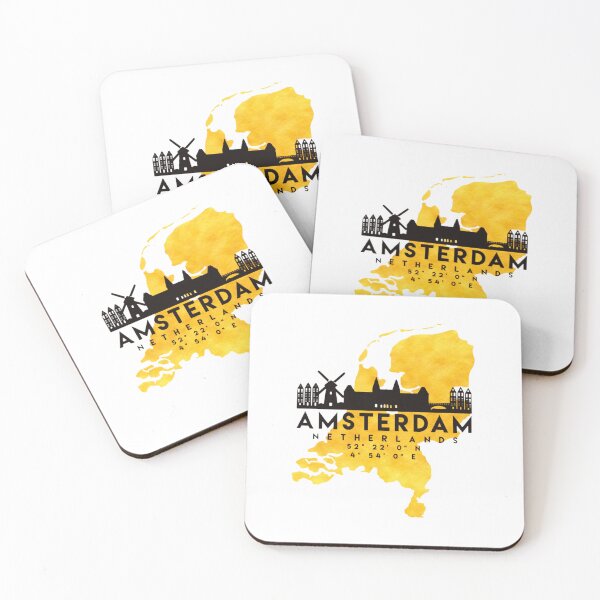 Item preview, Amsterdam Netherlands Skyline Map – Cityscape Art  designed and sold by BubbleSpy.