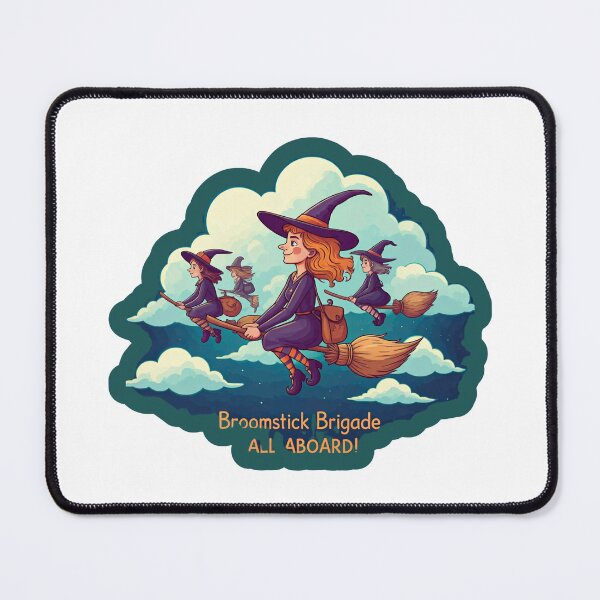 Item preview, Funny Halloween | Halloween Witches | Witch Party | Funny Witches | BROOMSTICK BRIGADE ALL ABOARD designed and sold by FitEnvy.