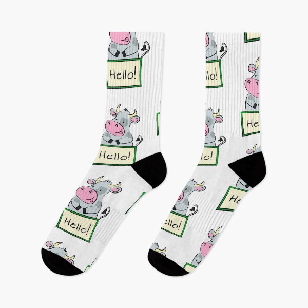 Item preview, cheerful cow with a sign hello designed and sold by Ekaterina  Biserova.