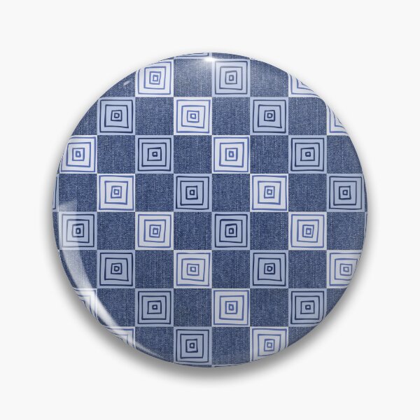 Item preview, Faded Blue Denim Hand Drawn Concentric Squares Checkerboard Pattern designed and sold by schorrnuff.