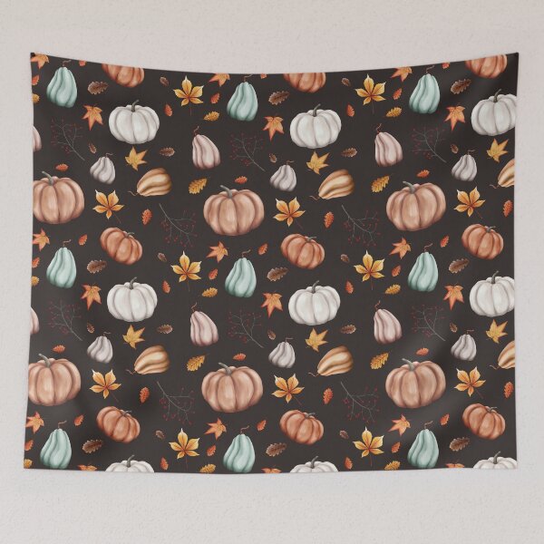 Item preview, Autumn Delights, Fall Pattern of Squash and Pumpkins, Brown Background designed and sold by Audrey Janvier | AJD.