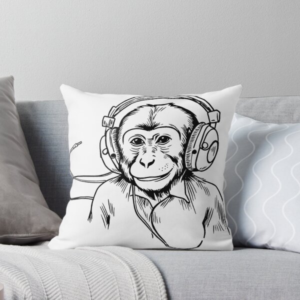 Item preview, Monkey with Headphones Line Drawing designed and sold by GeoSketchWear.