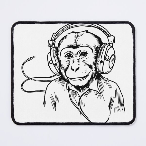 Item preview, Monkey with Headphones Line Drawing designed and sold by GeoSketchWear.