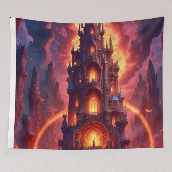 Item preview, Fiery Wizards Tower - Dark Fantasy Art concept designed and sold by Delerat7.