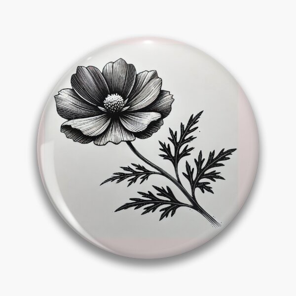 Item preview, Black and White Flower Drawing designed and sold by aleloro.