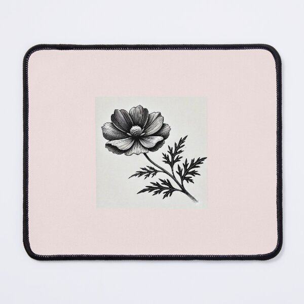 Item preview, Black and White Flower Drawing designed and sold by aleloro.