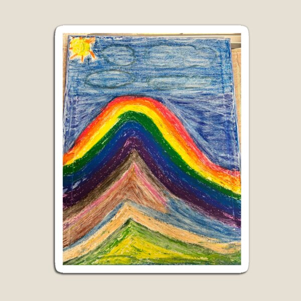 Item preview, Rainbow Coloured Stripes With Blue Background and sun designed and sold by PodmenikArt.