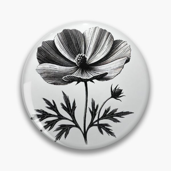 Item preview, Black and White Flower Pencil Drawing  designed and sold by aleloro.