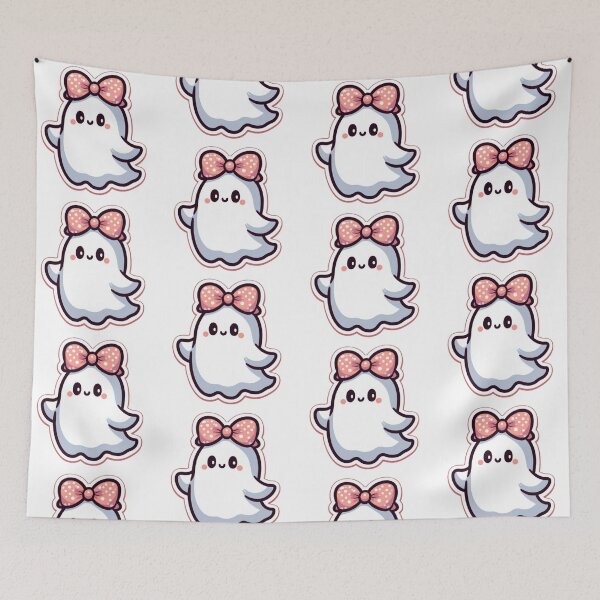 Item preview, Pink Polka Dot Bow Ghost designed and sold by Spike The Punch Design Co..