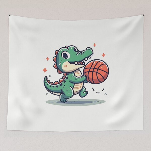 Item preview, Cute crocodile with a basketball  designed and sold by Culmika.