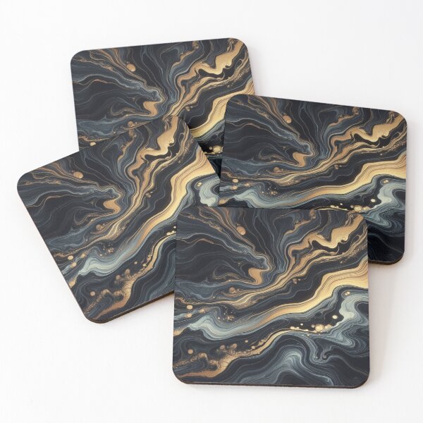 Item preview, Midnight Wave - Black & Gold - Abstract Fluid Art designed and sold by FotoworldEdel.