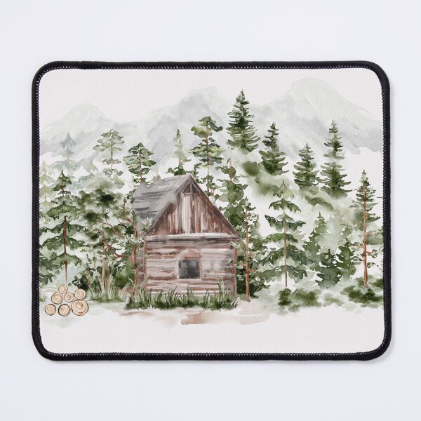Item preview, Watercolor Cabin in The Evergreen Woodland designed and sold by Nature Hues.