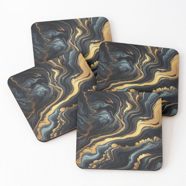 Item preview, Midnight Wave: Abstract Fluid Art in Black & Gold in the Style of Van Gogh designed and sold by FotoworldEdel.