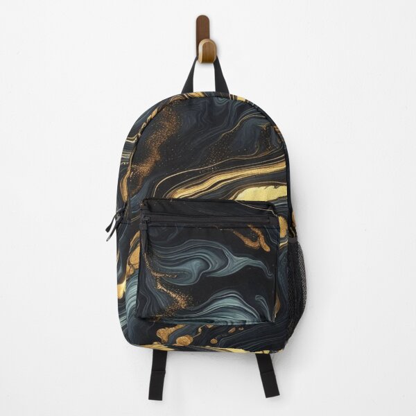 Item preview, Midnight Wave: Abstract Fluid Art in Black & Gold in the Style of Van Gogh designed and sold by FotoworldEdel.