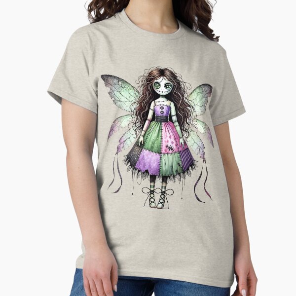Item preview, Gothic Stitched Fairy Doll with Button Eyes - Dark Fantasy Halloween Design designed and sold by SeGoArtDesign.