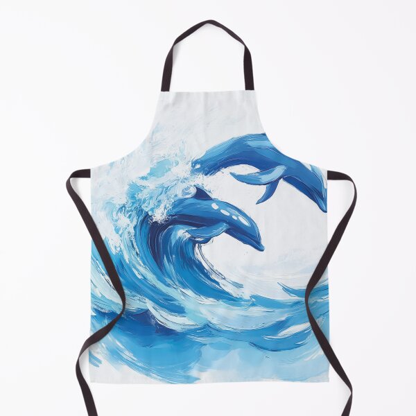 Item preview, Two dolphins leaping out of a large, crashing wave design. designed and sold by HEMRO.