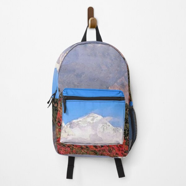 Item preview, snow mountain in forest- trees, red roses ,sky and mountains. designed and sold by AA-designstore.