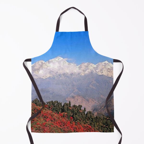 Item preview, snow mountain in forest- trees, red roses ,sky and mountains.  designed and sold by AA-designstore.