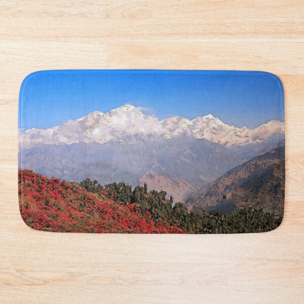 Item preview, snow mountain in forest- trees, red roses ,sky and mountains. designed and sold by AA-designstore.