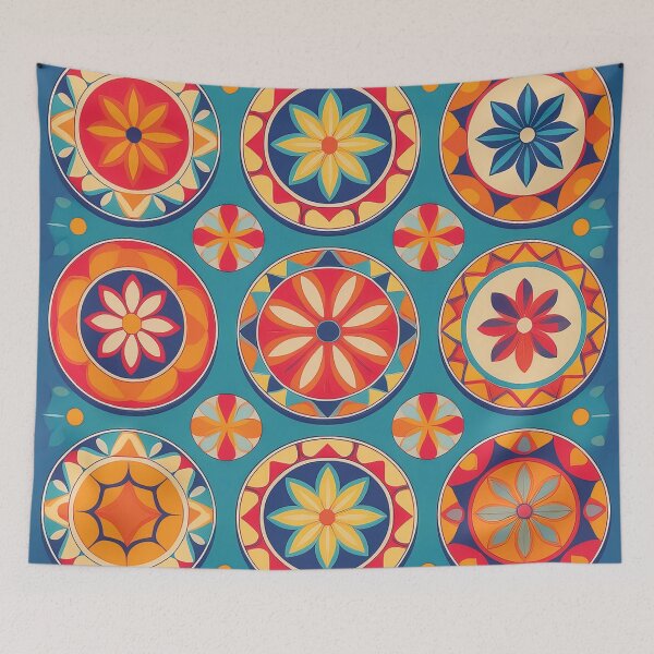 Item preview,  playful medallion pattern design whimsical medallions in bright colors. designed and sold by HEMRO.