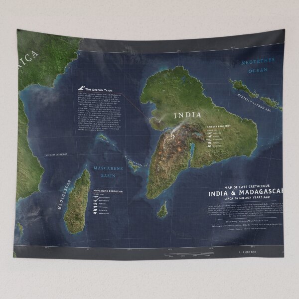 Item preview, Map of India and Madagascar during the late Cretaceous designed and sold by CarlAugustW.