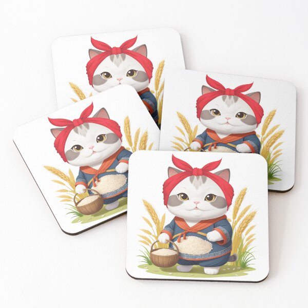 Item preview, Farmers Cat with Rice Basket designed and sold by ZapStickers.
