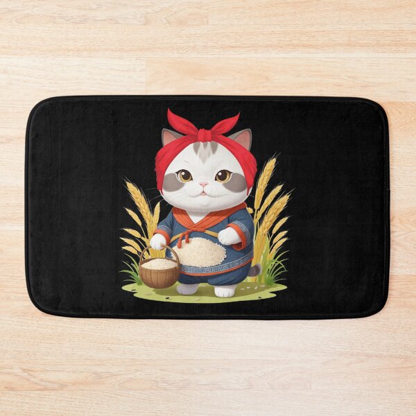 Item preview, Farmers Cat with Rice Basket designed and sold by ZapStickers.
